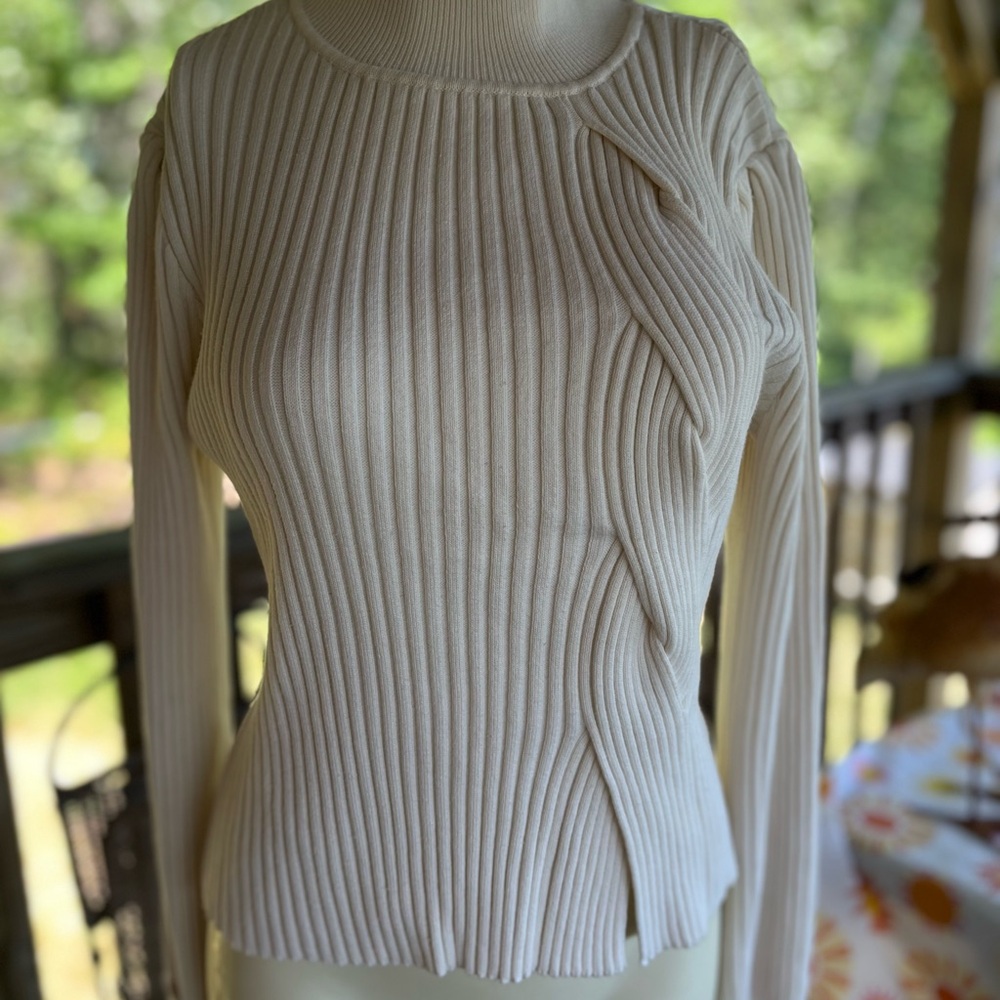 BCBGeneration Cream Ribbed half neck Sweater